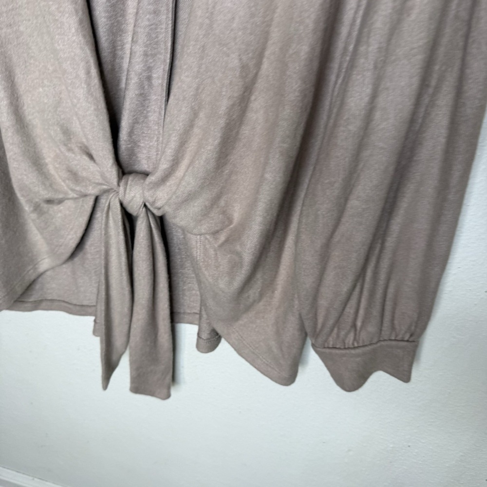 New Chicos Knit Top Cozy Tie Front Taupe Cardigan Sweater Size 3 Womens XL - Picture 5 of 12